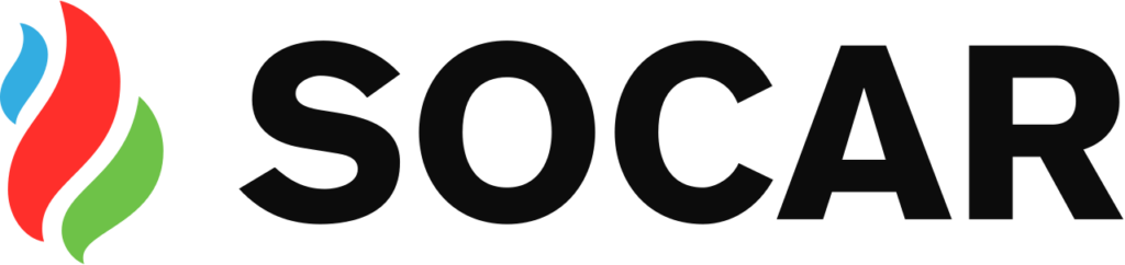 A torch graphic made of three swirling flames coloured blue, red and green lead into the centered capitalised word socar
